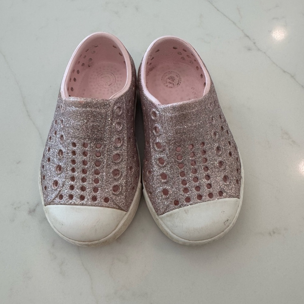 Native Shoes Glittery Pink Kids Sneakers